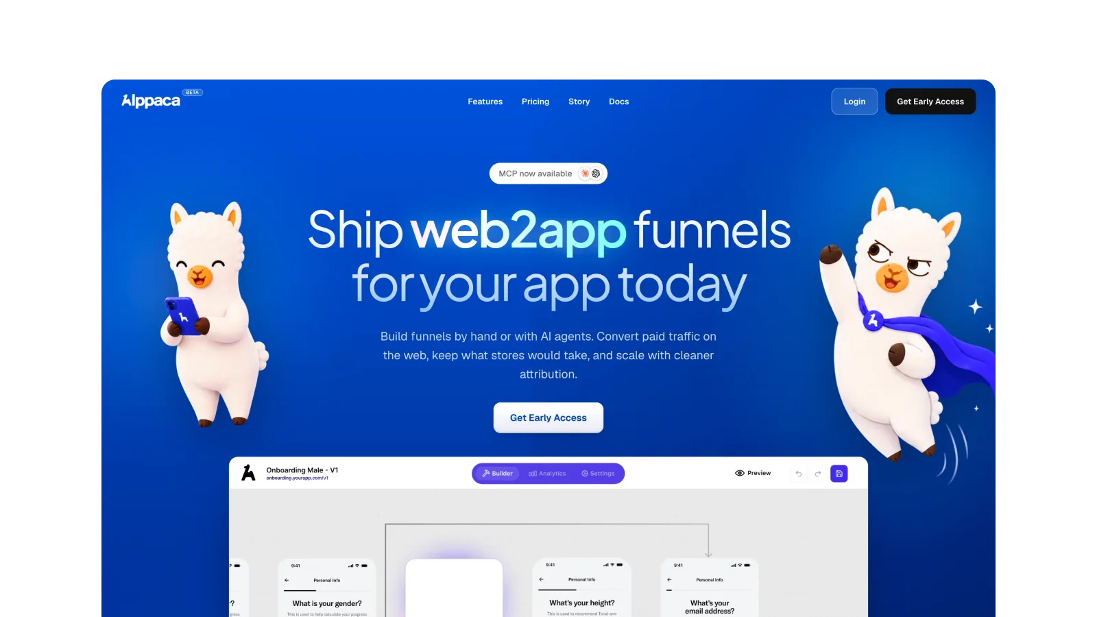 Alppaca app screen